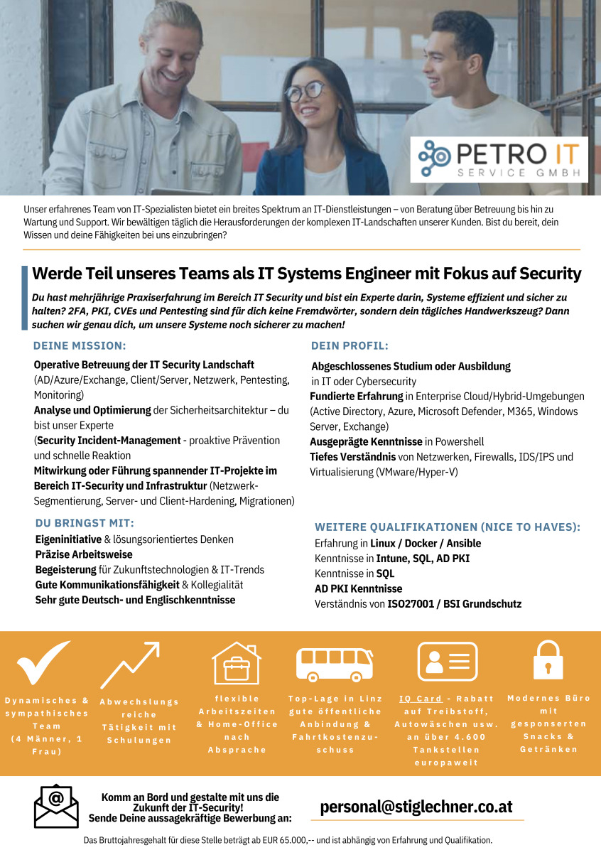 IT Systems Engineer (m/w/d) / Fokus Security