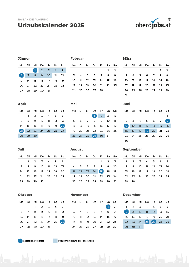 Urlaubskalender Fenstertage 2025